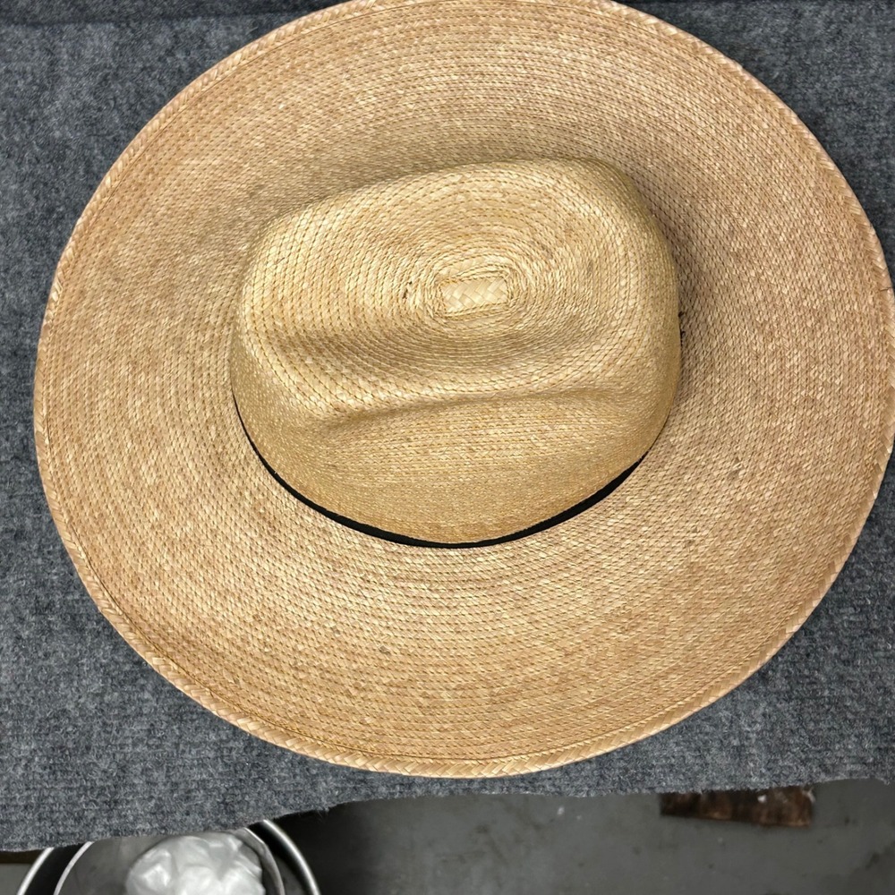 Sun Body Hats Handcrafted Palm Leaf Straw Fedora Wide Brim Sun Hat Natural Tan